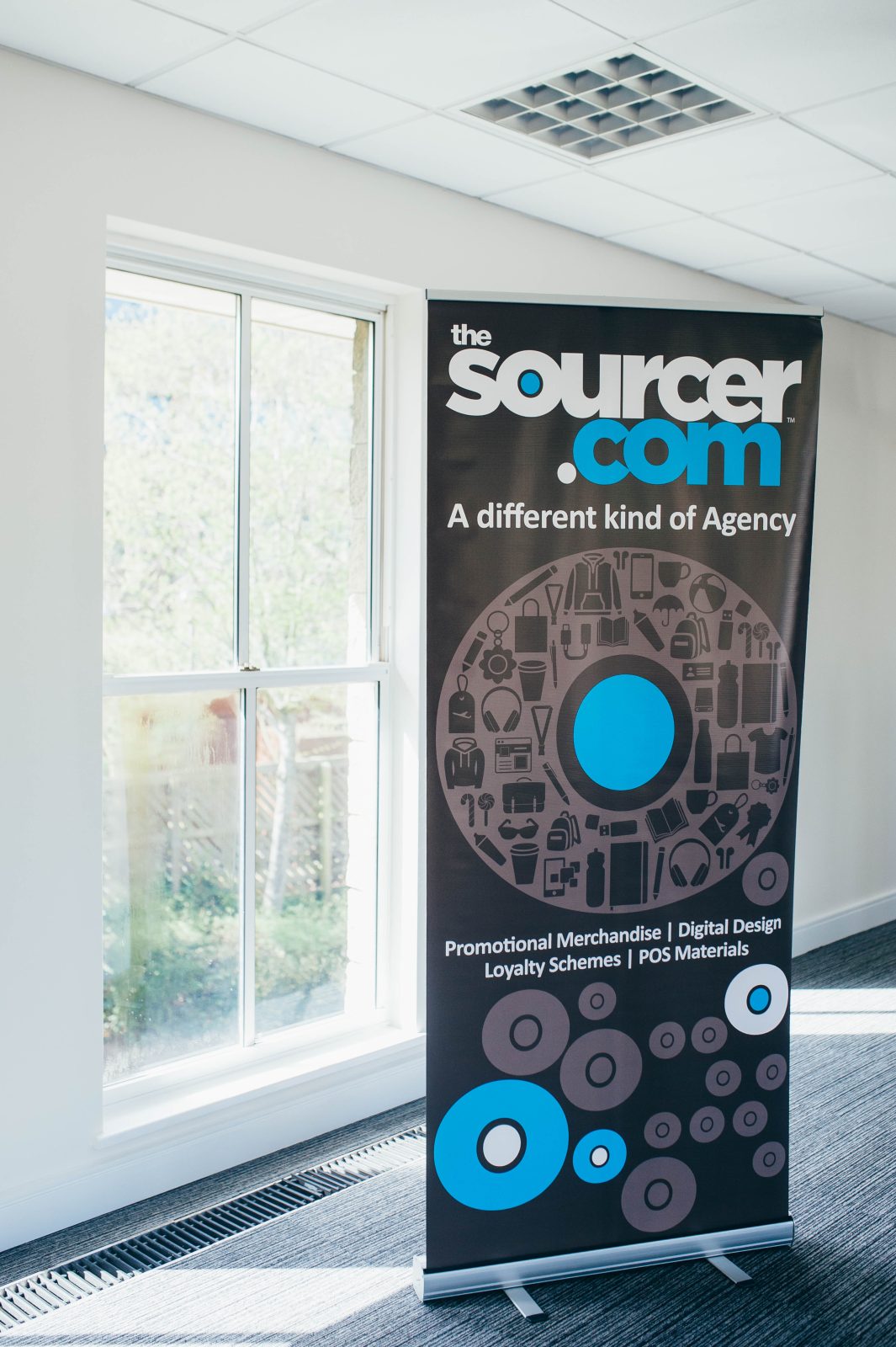 Sourcer branded pull up banner